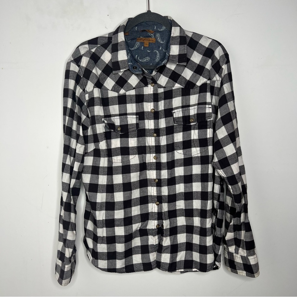 Jachs Girlfriend Black White Buffalo Plaid Flannel Shirt Size XL Extra Large